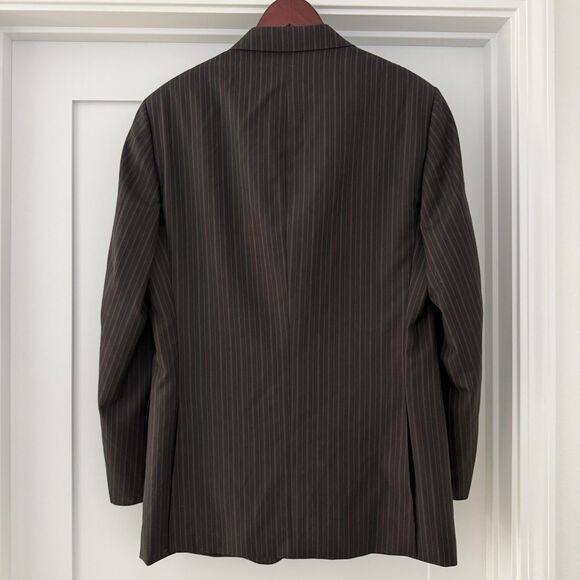VTG Burberry London Pinstripe Blazer 42R Brown 100% Wool Sport Coat Y2K Holiday - Picture 2 of 6